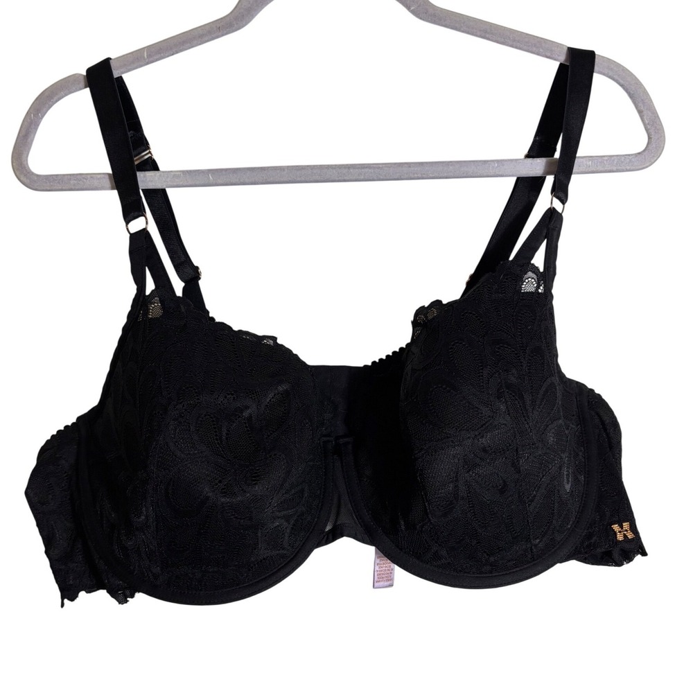 Savage X Fenty Black Floral Lace Lightly Lined Balconette Bra Size 44DD
